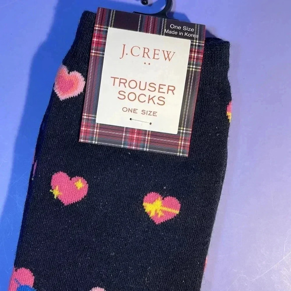 J CREW Blue W. Pink Hearts Trouser  Socks - Picture 3 of 6